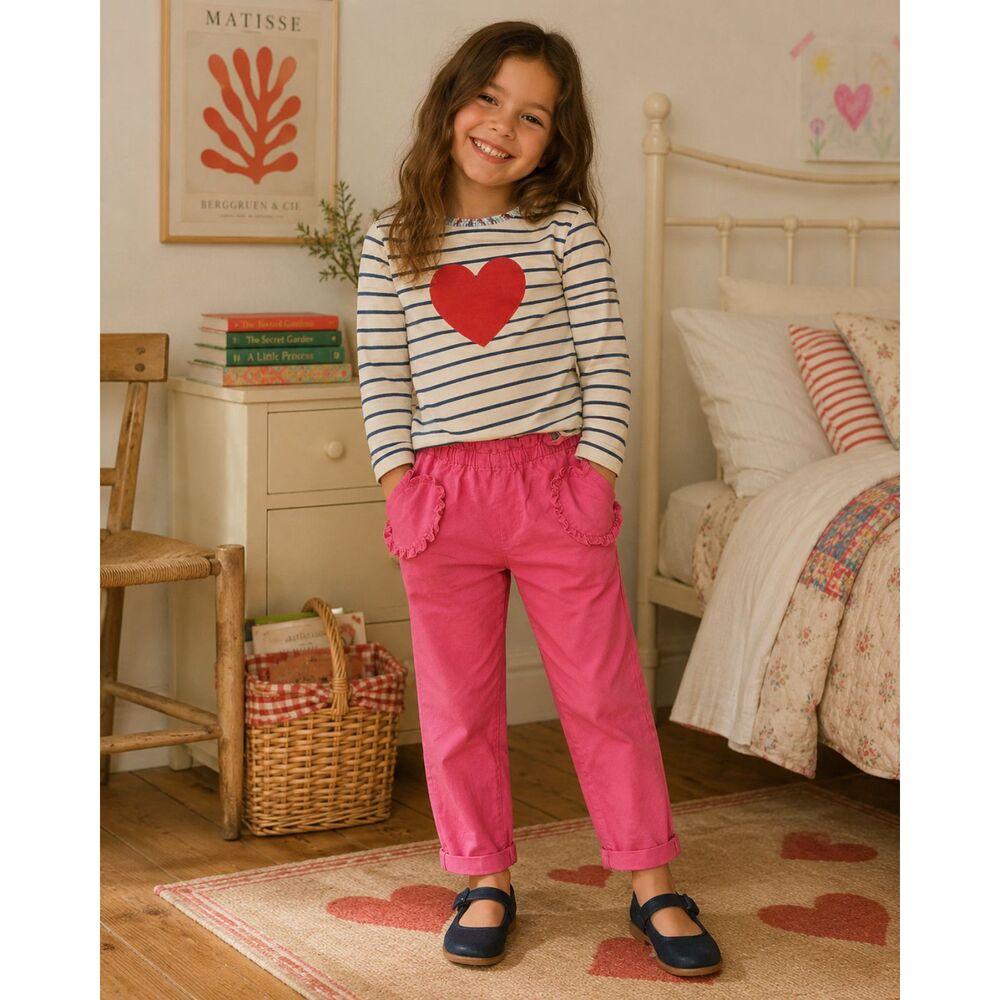 Mini Boden Red Love Heart Pocket Pants Trousers  Girls Size 5 - 6 Years